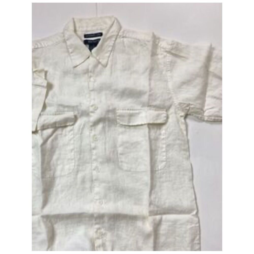 BRUNO WASHABLE LINEN White Linen Men's Shirt Size S